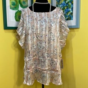 Maette Floral Ruffle Sleeve Women's Top Size XXL